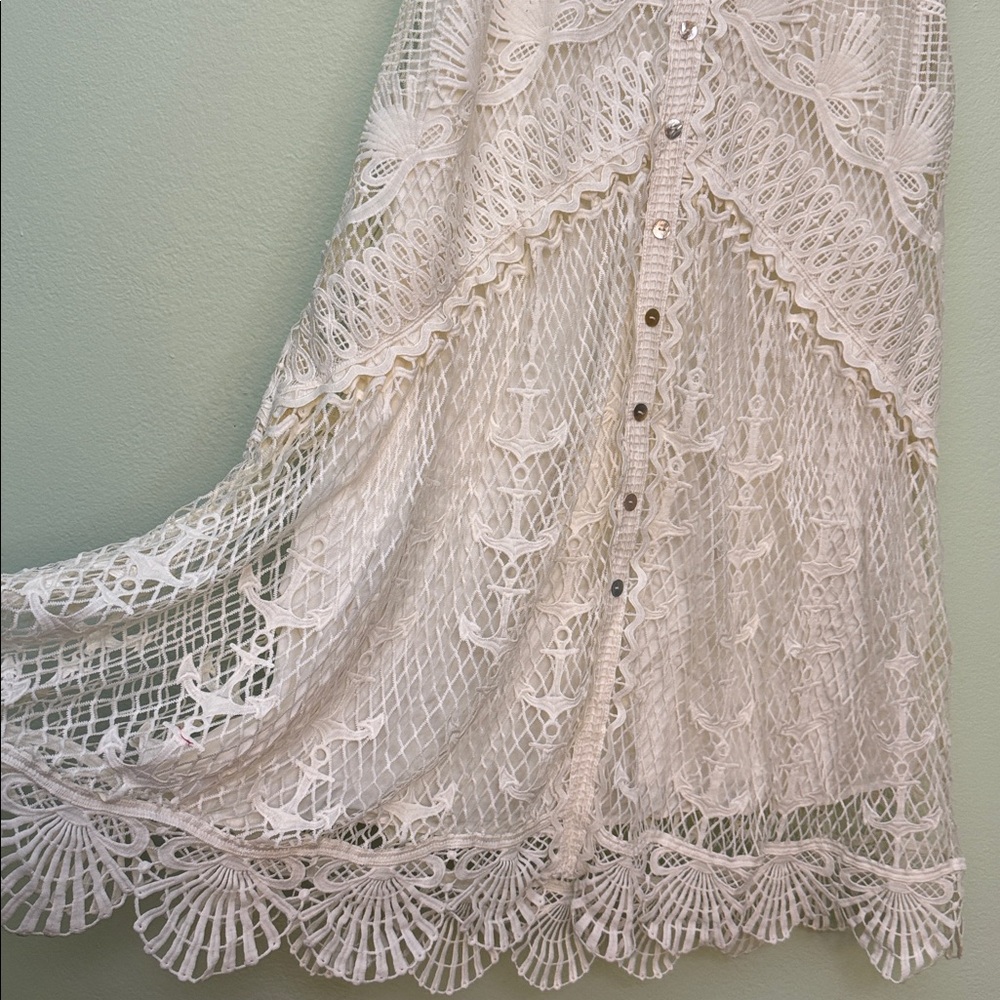 Farm Rio size L Off-White Nautical Guipure Maxi Dress - Picture 8 of 9